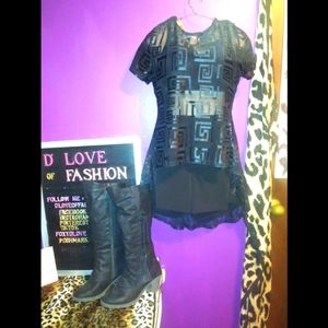 Love J Black Sheer Peplum Top